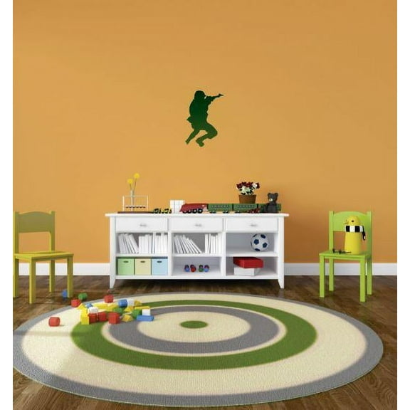 Custom Decals - Prices Reduced Vinyl Wall Sticker : Green Soldier Military Man War Fighter Bedroom Bathroom Living Room Mural : 40 X60" -