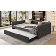 thumbnail image 6 of Full Size Gray Daybed with Twin Trundle, Linen Upholstered Sofa Bed, Tufted Design, Square Arms, Ideal for Living Room or Guest Room, Easy Assembly, 6 of 9