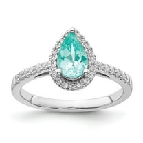 Auriga Fine Jewelry 14K White Gold Pure Serenity Lab Grown Diamond Pear Created Paraiba Ring for Women Size 7 (Carat: 0.25cttw, Clarity: SI2, Color: GH)