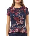 thumbnail image 4 of JS Collections Crew Neck Short Sleeve Popover Zipper Back Floral Embroidered Mesh Dress, 4 of 4