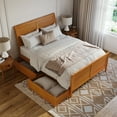 thumbnail image 3 of Portland Queen Storage Wood Platform Bed with Matching Footboard in Light Toffee, 3 of 10