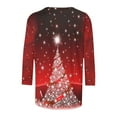 thumbnail image 5 of Hauts d'Été Mignons pour Femmes, Imprimé Décontracté de Noël, Manches Trois-Quarts, Col Rond, en Liquidation, 5 of 5