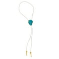 thumbnail image 3 of Daisy Del Sol Boho Leather Western Bolo Tie Sunstone Gemstone Gold Trim Tips Choker Necklace, 3 of 6