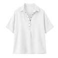 thumbnail image 6 of Jeans Shirt for Women Loose Fit Vintage Washed Denim T Shirt Summer Lightweight Going Out Jean Top Casual Polo Shirts White S, 6 of 6