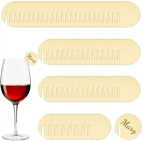 90Pcs Acrylic Circle Drink Tags 40mm Golden Wine Glass Disc Blank Party Drink Tag Circles Drinking Tags Acrylic Drink Label for Wedding Party Wine Glass Decoration