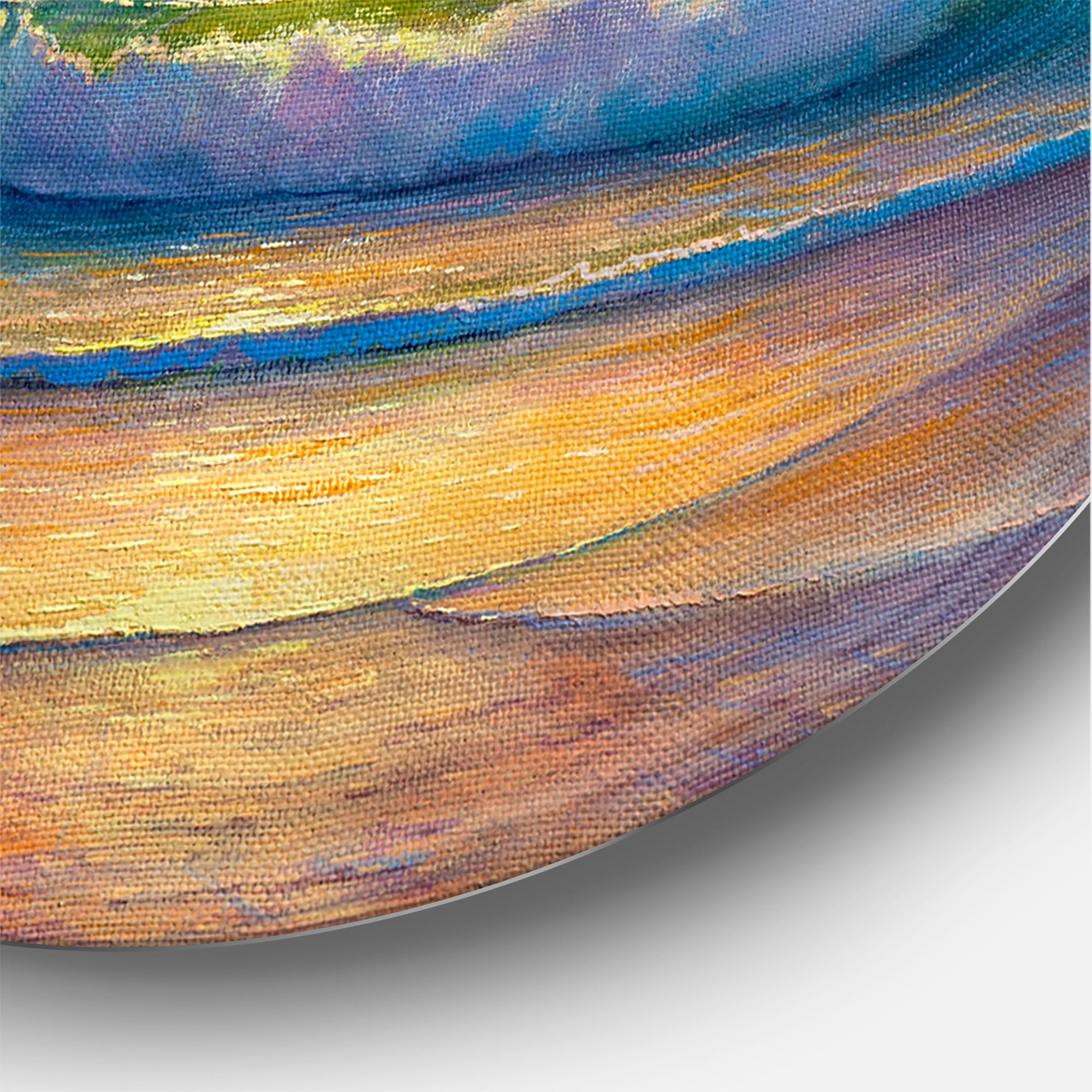 Romantic Beach During Warm Evening 11 in x 11 in Painting Art Prints, by Designart