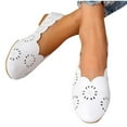 thumbnail image 5 of RUIYANQI Women's Perforated Ballet Flats Scalloped Edge Round Toe Slip On Casual Shoes Multi Color Comfortable Dressy Flats For Daily Wear White Women Sandal, 5 of 9