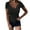 Black, variant on Hvot&aat Women Ribbed Short Sleeve T-shirt Notch Neck Solid Color Tees Casual Stretch Slim Fit Basic Tops