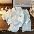 thumbnail image 2 of Splozh Toddler Girl Summer Sets 1-10 Years Toddler Baby Girl Pajama Set Long Sleeve Sleepwear 2 Piece Set Kid Cotton Loungewear,Blue,12-18 Months, 2 of 5