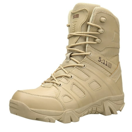 

Quealent Men’s Tactical Boots 8 Inches Lightweight Combat Boots Durable Suede Leather Military Work Boots Desert Boots (Khaki 8)