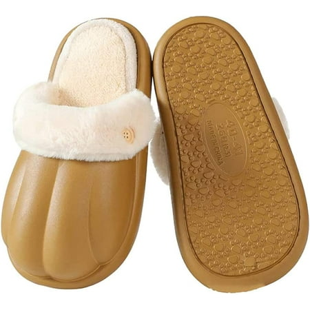 

CoCopeaunt Women Men Fluffy Fur Waterproof Anti-skip House Shoes Warm Soft Detachable Taken-down Lining Indoor Slippers