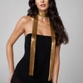 thumbnail image 2 of HXWCHs Elegant Handmade Metallic Sequin Aluminum Mesh Scarf Tie for Women Stylish Versatile Fashion AccessoryOne Size Gold, 2 of 4