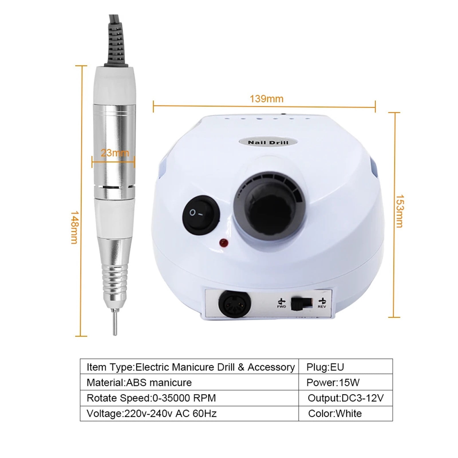 15W Efficient Electric Nail Drill Machine 35000RPM Professional Pen Manicure Machine Milling-Cutter Nails Tools 3C
