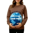 thumbnail image 1 of Ounisa Women's Baseball Crew Neck Solid Color Long Sleeve Maternity T-Shirt Top Pregnancy Shirt, 1 of 6