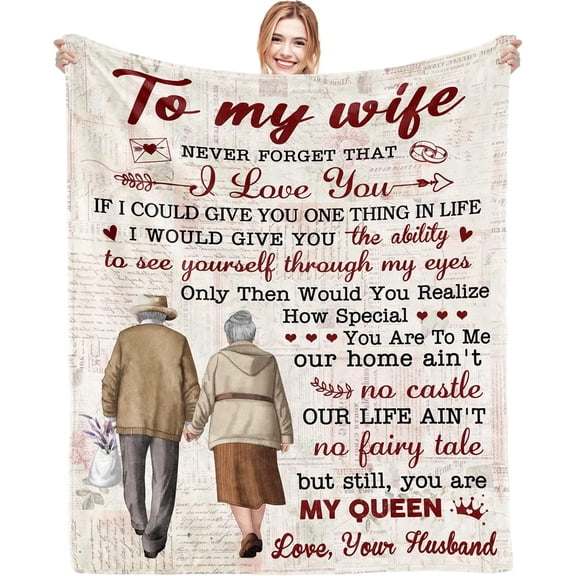 Anniversary Birthday Gift for Her Him Romantic I Love You to My Love Blanket Mothers Day Ideas for Wife Fathers Valentines Present for Husband Bed Throw Blanket 60"x50"