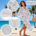 thumbnail image 6 of Xoenoiee Cherry Blossom Marble Print Women Kaftan Moo Moos Dresses Batwing Sleeve V Neck Beach Swimsuit Cover Up High-Slit Caftan Maxi Dress Loungewear, 6 of 7