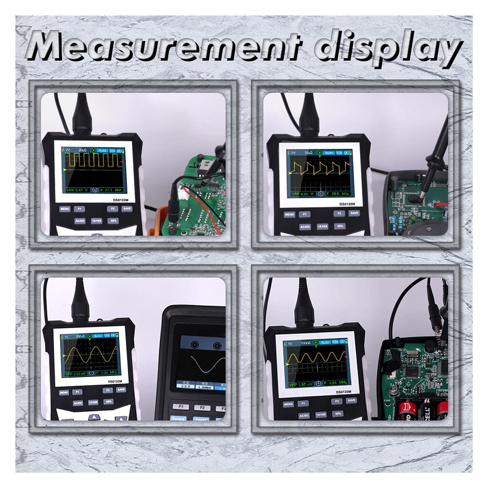 Digital Oscilloscope 320x240 2.4 Inch Portable 120MHz Bandwidth 500MSa/s Sampling Rate with Waveform Storage ,Professional Designed