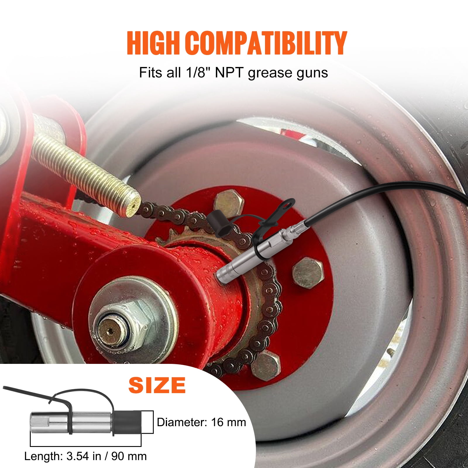 KFFKFF Grease Gun Connector Pair, 10000 PSI Pressure, Triple-Jaw Secure, Swift Detach Tip including Hose & Zerk Cleaning Attachments, Leak-Resistant Cover, Fits Universal Grease Guns