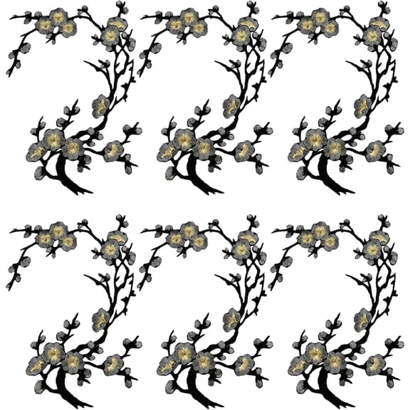 6PCS Cherry Blossom Iron Patch/On, Heat-Activated Adhesive Backing, Easy DIY Repair Trim for Backpacks Jeans Jackets and Dresses