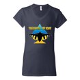 thumbnail image 2 of The Ghost Of Kyiv Women's Standard V-Neck Tee, Navy, Small, 2 of 4