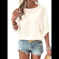 thumbnail image 1 of Camisetas de 3/4 para Mujer, Blusas Básicas de Cuello Redondo para Negocios. Albaricoque S, 1 of 10