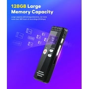 Digital Voice Activated Recorder,128GB Audio Recorder with Playback, Noise Reduction, 3072Kpbs HD Dual MIC Tape, Store 2048 Hours of Documents Voice Activated Recorder for Interviews/Meeting/Classes
