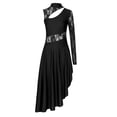 thumbnail image 3 of YiZYiF Womens Modern Lyrical Dance Dress Waltz Costume One Shoulder Long Sleeve Sheer Lace Leotard Dress, 3 of 7
