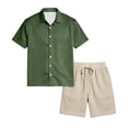 thumbnail image 5 of Men's Summer Beach Vacation Outfit Set, 2 Piece Short Sleeve Shirt & Shorts Matching Set, Casual Cruise Resort, 5 of 6