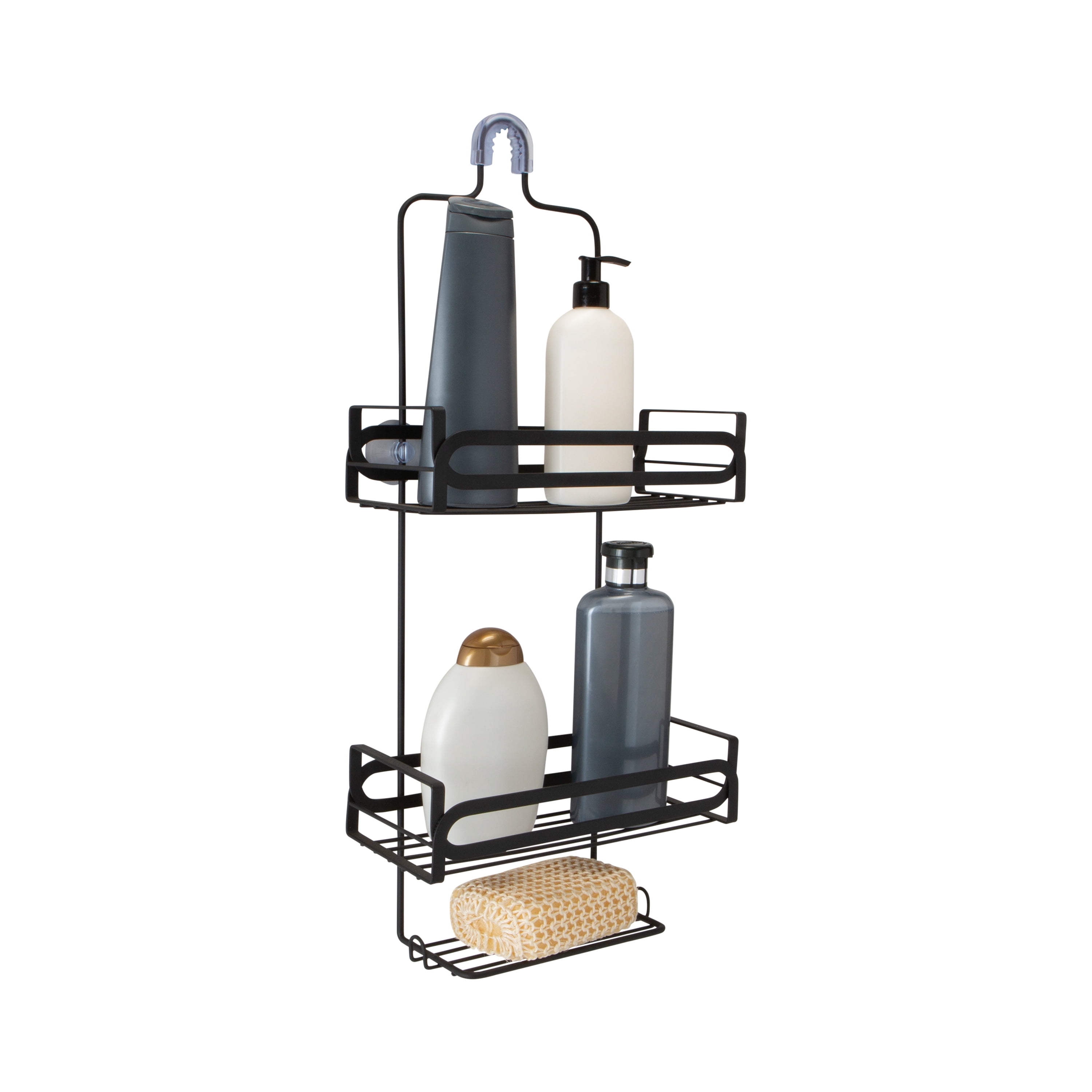 ELLE Paris Noir 3 Shelf Steel Shower Caddy, Black