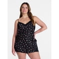 thumbnail image 2 of Joyspun Women's Lace Trim Stretch Satin Cami and Shorts Set, 2-Piece, Sizes XS-3X, 2 of 6