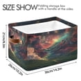 thumbnail image 4 of WOBOGO Colorful Galaxy Square Storage Basket with Waterproof Canvas and PE Lining Durable PU Leather Handles 14.2×10.2×8.3in, 4 of 9