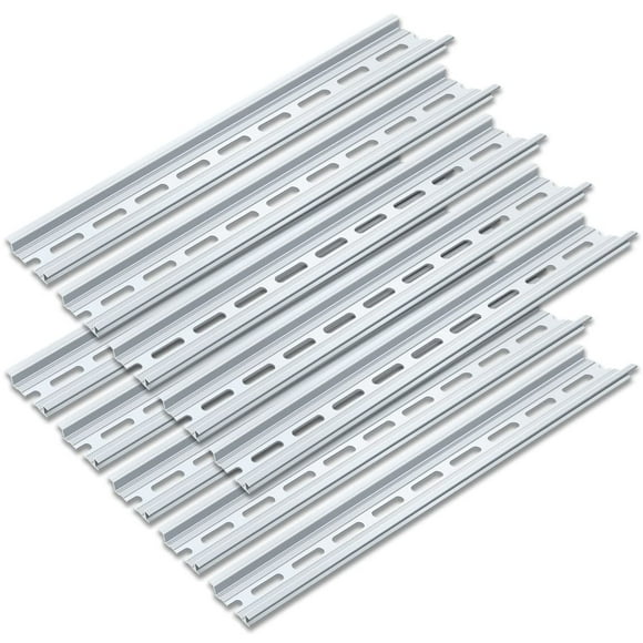 10 Pieces 1 Meter Aluminum DIN Rail, Top Hat Slotted DIN Rails with RoHS for Professionals and DIY Cut Length | Hardware Components Mounting - 1 Meter Long, 35mm Wide, 7.5mm High
