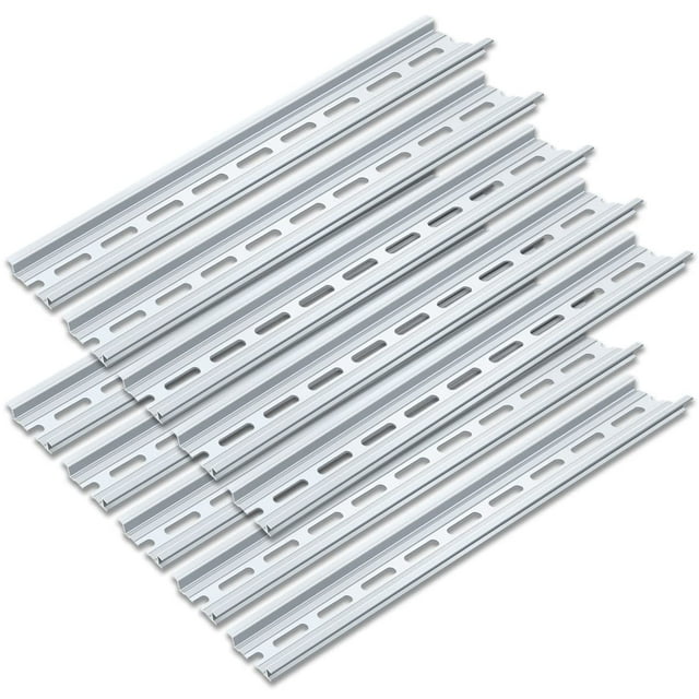 10 Pieces 1 Meter Aluminum DIN Rail, Top Hat Slotted DIN Rails with RoHS for Professionals and DIY Cut Length | Hardware Components Mounting - 1 Meter Long, 35mm Wide, 7.5mm High