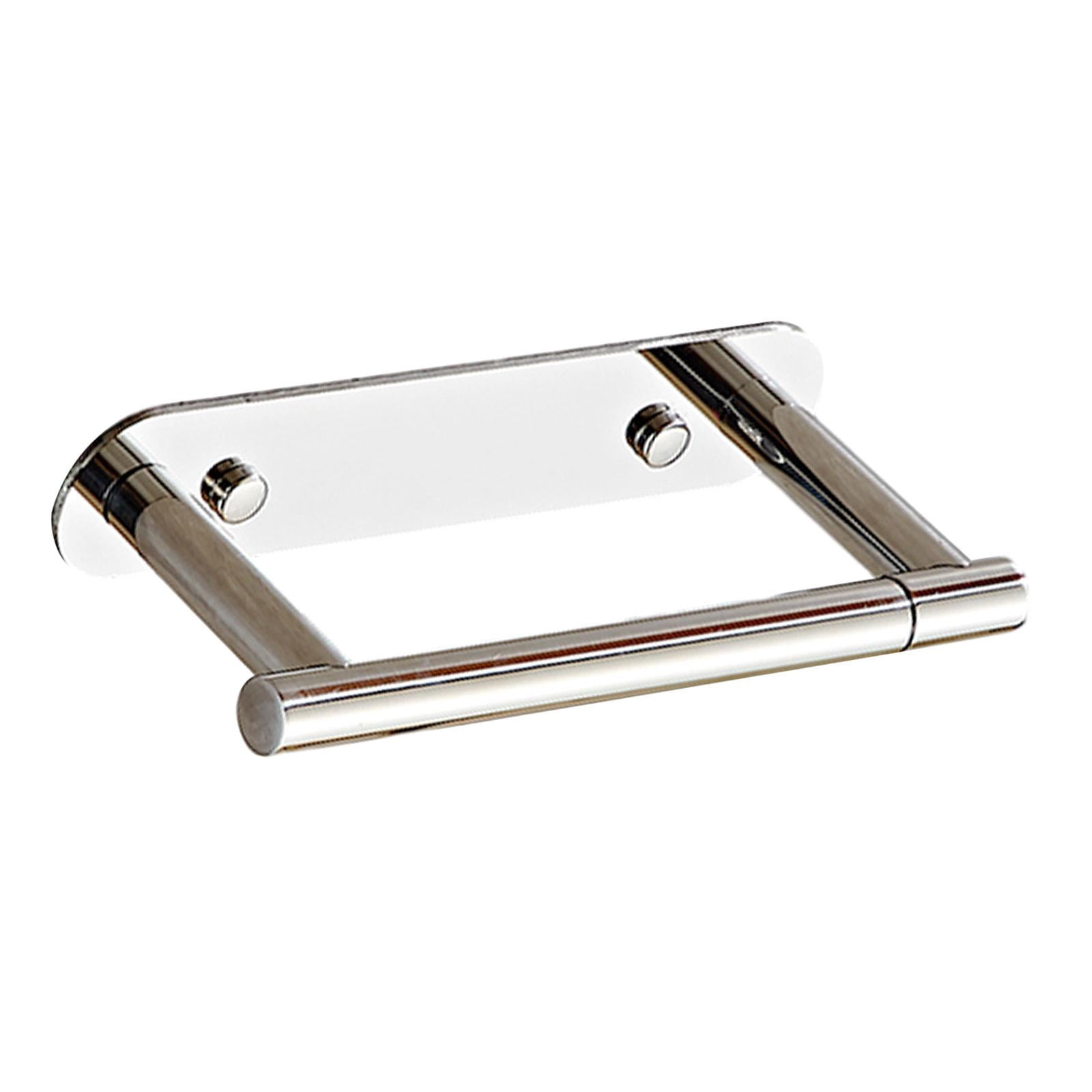 Fiocias Toilet Paper Holder Modern Sturdy Wall Mount Toilet Paper Roll Dispenser Storage Glossy Silver