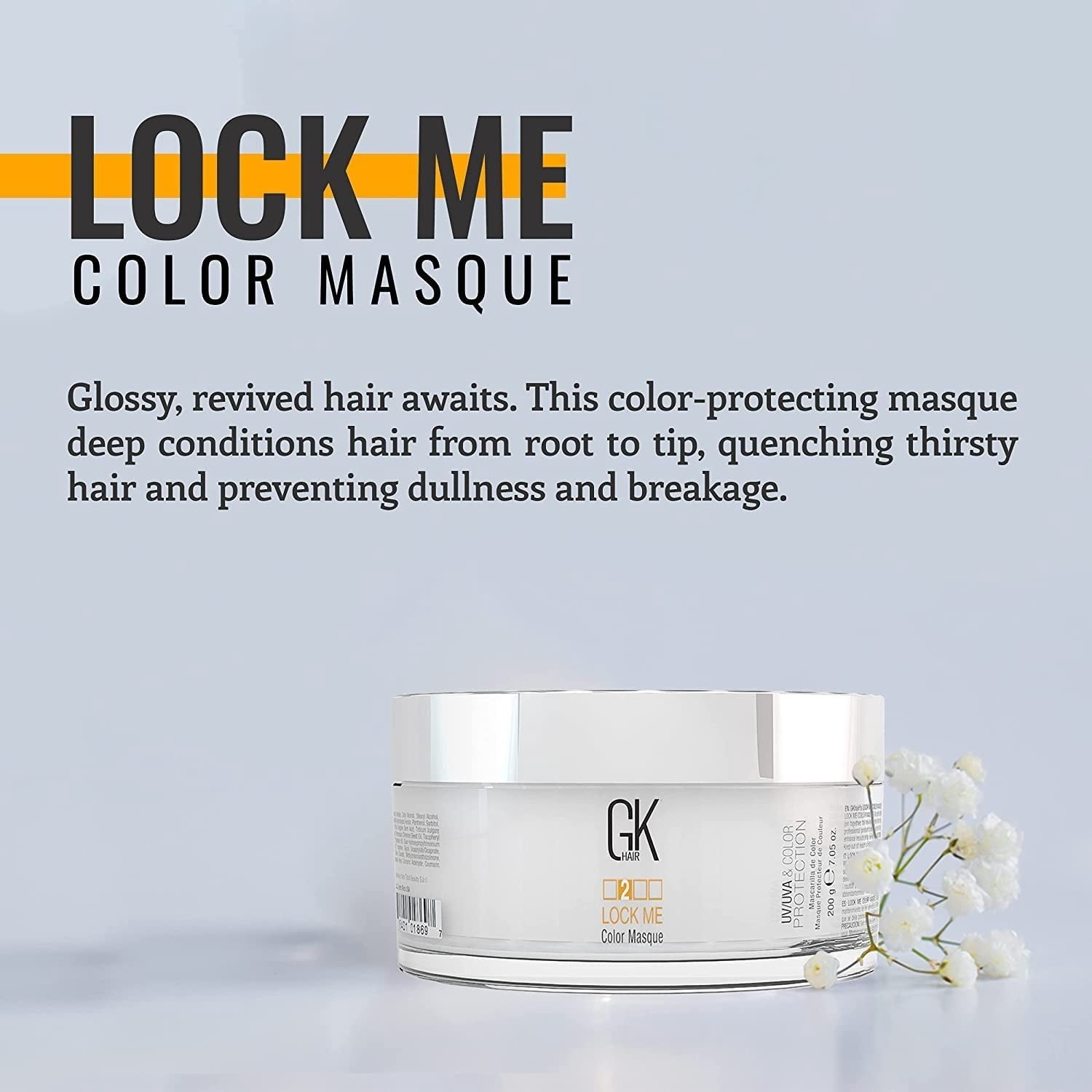 Global Keratin GKhair Lock Me Color Masque Deep Conditioner (200 g/ 7.05 fl. oz) | Hair Protection Against Dull/Damaged & Weak Hair - For Color Protection