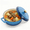 blue, variant on cast iron Dutch oven, oval shape enameled cast iron dutch oven, with lid and two handles, kitchen set for stewing, baking, soups, and breads, red