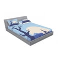 thumbnail image 3 of Nature Bedding Set with Sheet & Covers, Rising Moon in Abandoned Forest with Trees and a Boy Cycling Bike Image Print, Printed Bedroom Decor 2 Shams, 4 Sizes, Blue and White, by Ambesonne, 3 of 3