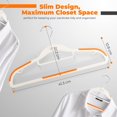 thumbnail image 3 of Lightweight White Plastic Hangers with Cascading Hook, Space Saving Thin, Closet Organizer, Orange Anti-Slip Pads, 360° Swivel, Tie Holder, 3 of 4