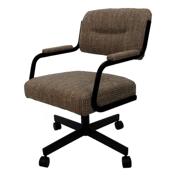 Swivel Metal Caster Dining Chair M-110 - Checkered - Black