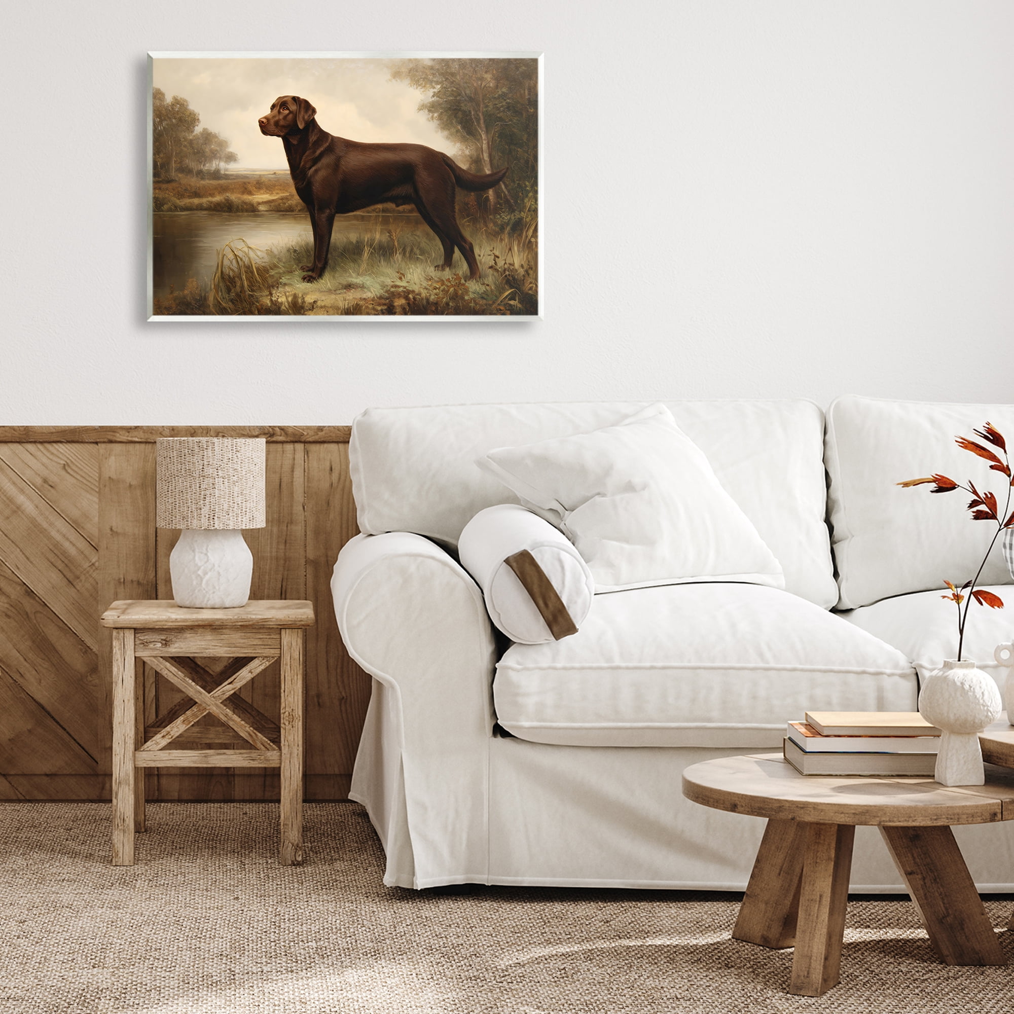 Stupell Industries Brown Lab By The River Wall Plaque Art, design by Petal Prints Design