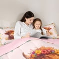 thumbnail image 4 of Erosebridal Baby Highland Cow Flower Crown Queen Comforter Set for Girls, Brown Pink Floral Bedding Comforter Set, 3-Piece 1 Comforter and 2 Pillowcases, 4 of 6