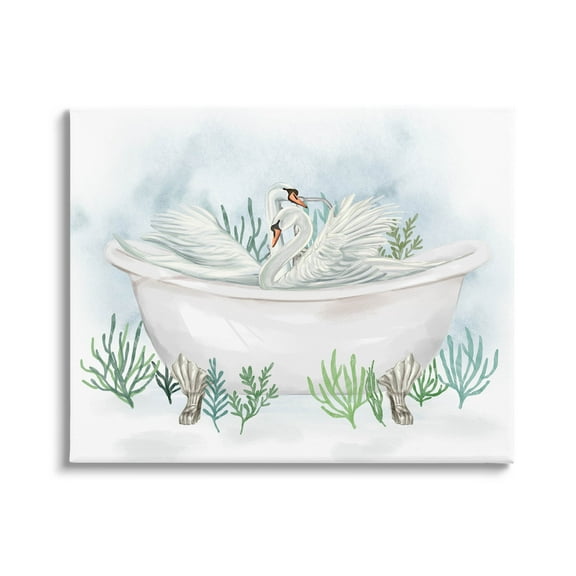 Swan Duo Bathtub Botanicals Animals & Insects Graphic Art Gallery Wrapped Canvas Print Wall Art