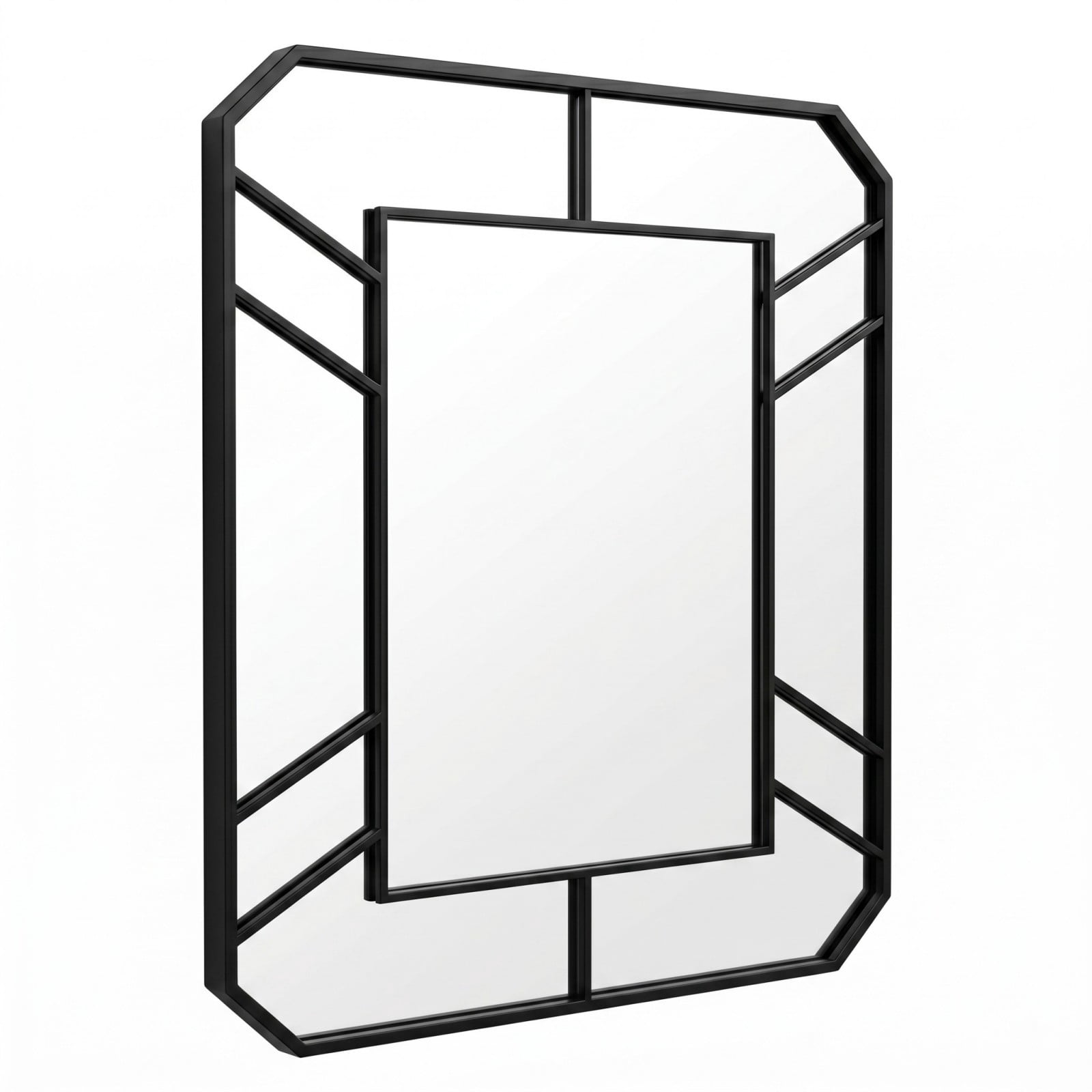 Gleamira 30"x40" Bathroom Mirror Geometric Style Wall-Mounted Decorative Vanity Mirror, Black