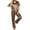 Brown, variant on DAKIMOE Silk Satin Pajamas Set for Women Two-Piece Short Sleeve Shirt with Long Pajama Pant Set Soft Button Down Loungewear Nightwear Pjs Sleepwear for Women