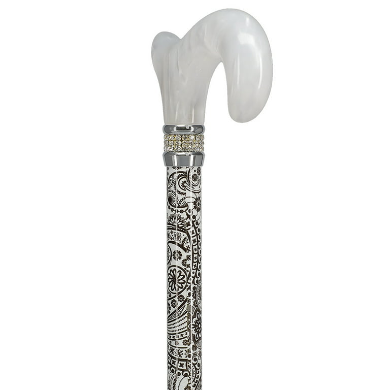 Royal Canes Pearlz Designer Adjustable Derby Walking Cane for Men & Women  (White)