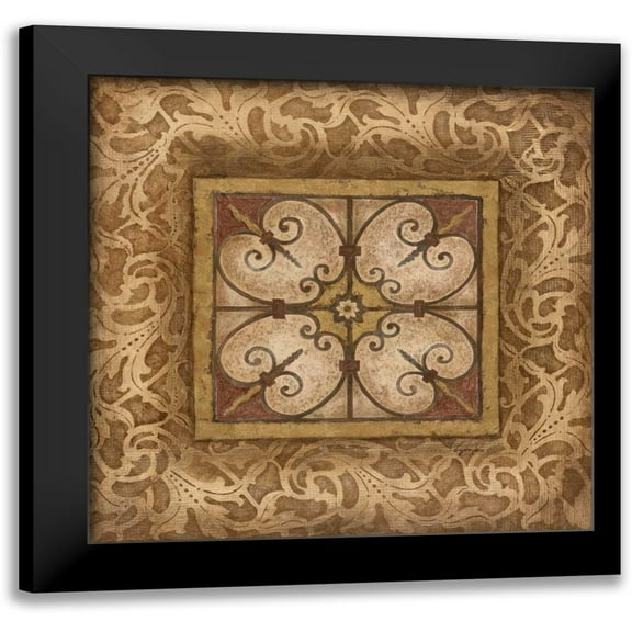 Tava Studios 12x12 Black Modern Framed Museum Art Print Titled - Scroll Medallion II