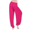 thumbnail image 4 of Lroveb Palazzo Pants for Women,High Waisted Baggy Hippie Gypsy Boho Pants, Pants High Yoga Beach Plus Size Closing Dance Chi Clothes Leggings Hot Pink, 4 of 8