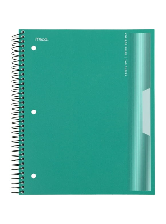 Mead Spiral Notebook, 5 Subject, College Ruled, 8 1/2" x 11", Green (820206FB-WMT)