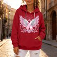 thumbnail image 4 of JULMCOMO in October We Wear Pink Sweatshirt for Women Angel Wings Print Breast Cancer Awareness Loose Casual Hoodie Long Sleeve Comfy Pullover Outfits Red XL, 4 of 4