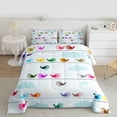 thumbnail image 2 of jejeloiu Colorful Cartoon Birds Queen Comforter Set,Kawaii Flying Animals Bedding Comforter Set For Boys Girls Reversible 3pcs, 2 of 8
